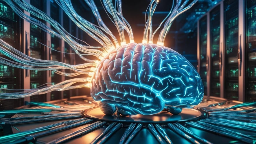 AI-hjärna kopplad till databaser eller servrar