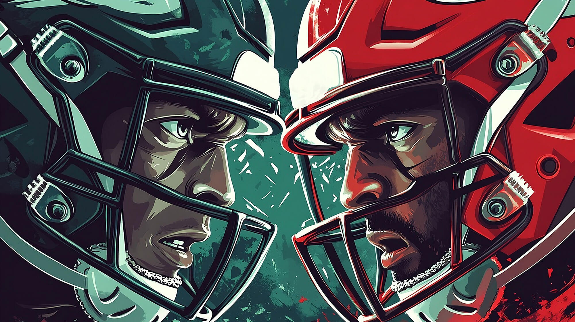 Two players staring